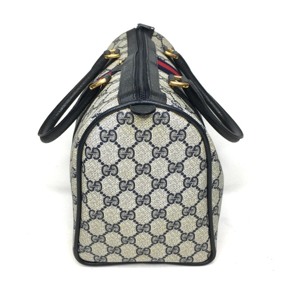 Authentic GUCCI Boston satchel bag navy grey monogram coated canvas - Picture 6 of 16